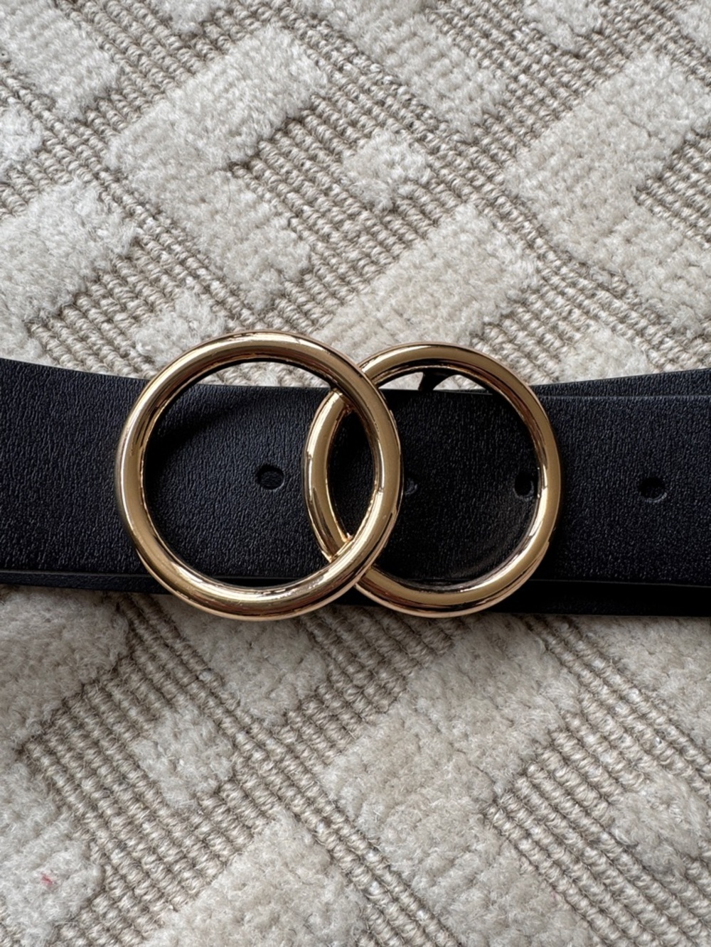 Black Double-Ring Leather Belt
